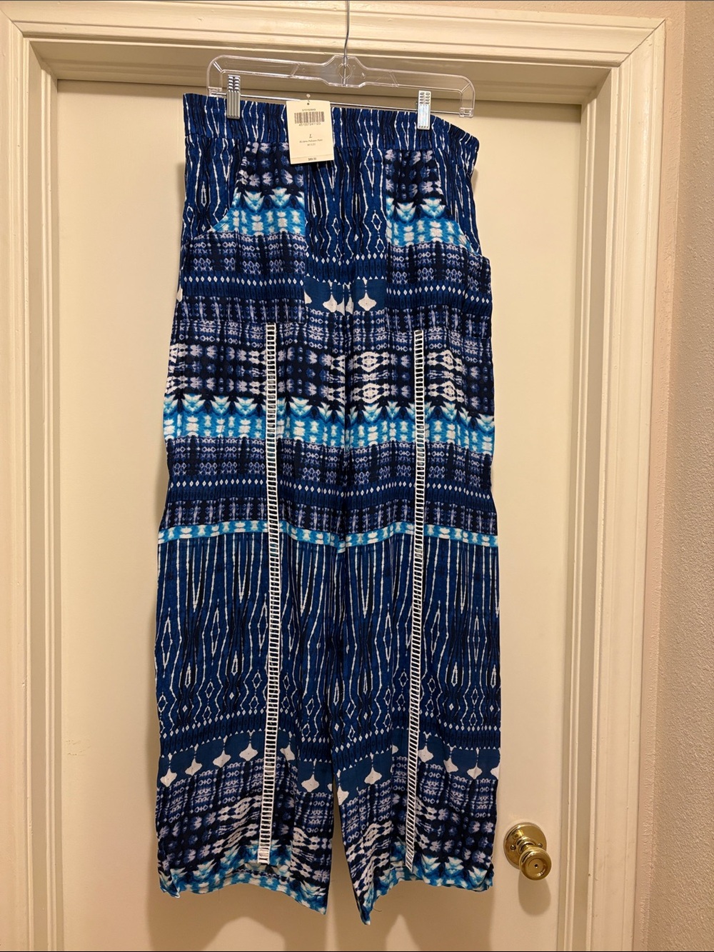 Bostonian Navy & Aqua Patterned Wide-Leg Jumpsuit